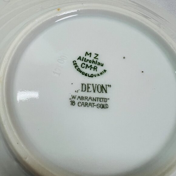 Antique Czech Porcelain Vintage Butter Dish Bohemia Devon 18K Early 20th Century - Picture 8 of 13